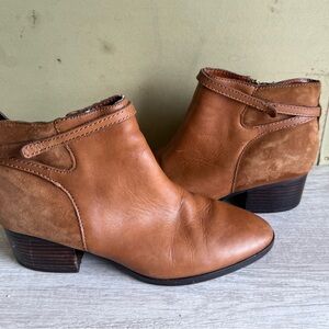 Lauren Ralph Lauren Damara Size Zip Brown Leather & Suede Sid Zip Ankle Booties